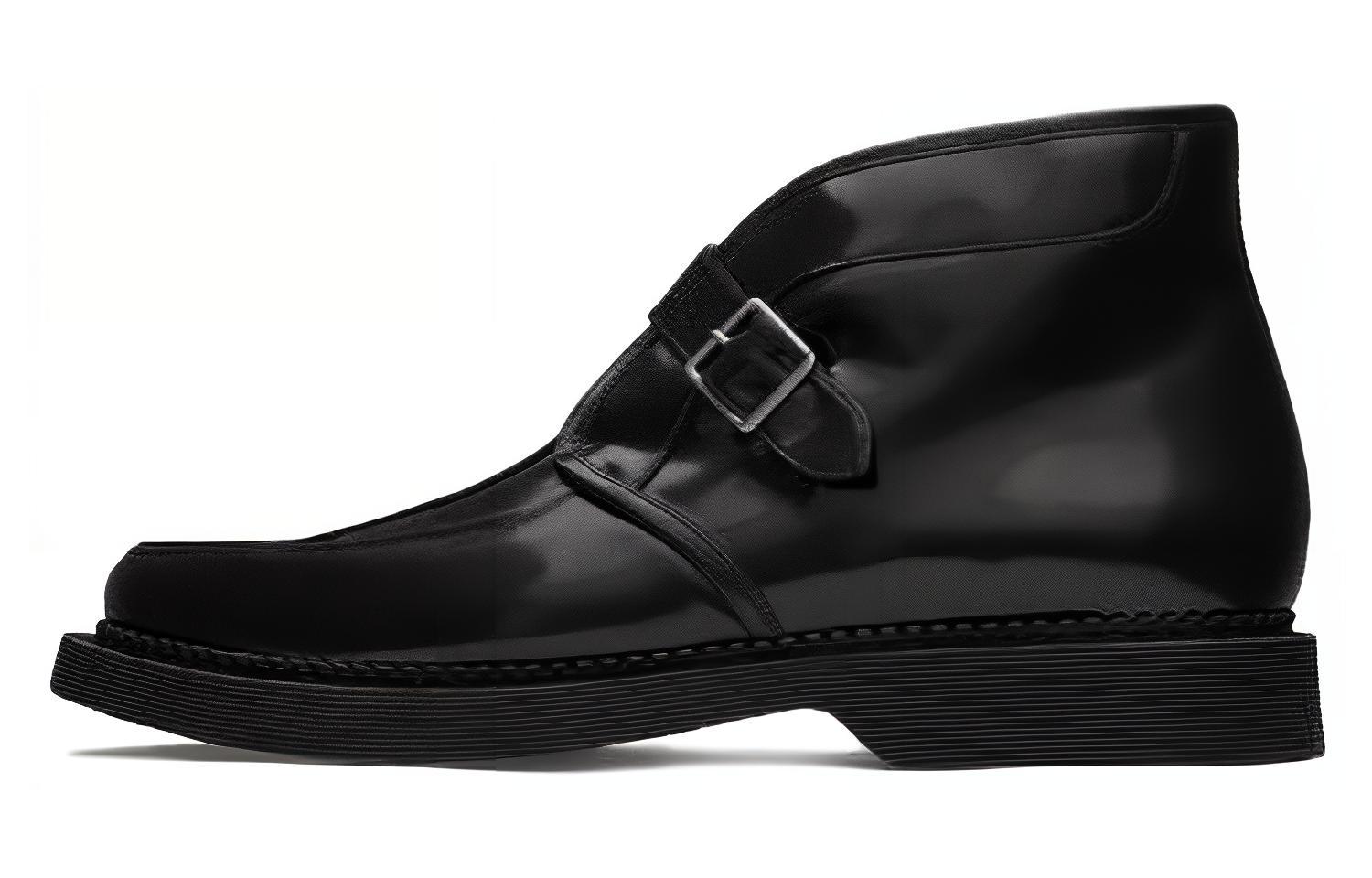 Saint Laurent Monkstrap 'Ridged Sole Short Boots Black'