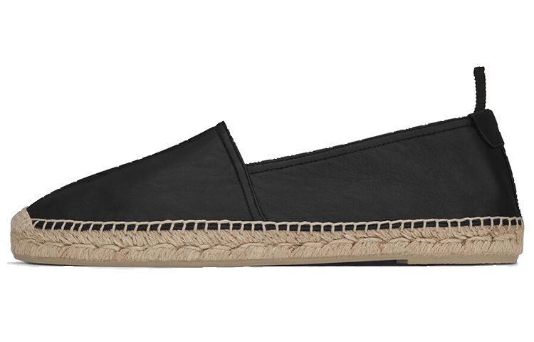 Saint Laurent Monogram 'Black Embroidered Leather Espadrilles' 471740B34001000