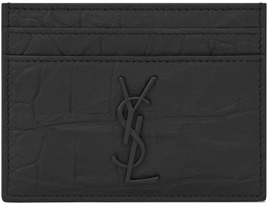 Saint Laurent Monogram Card Case Crocodile Embossed Leather Black Buy Saint Laurent Monogram Card Case Crocodile Embossed Leather Black