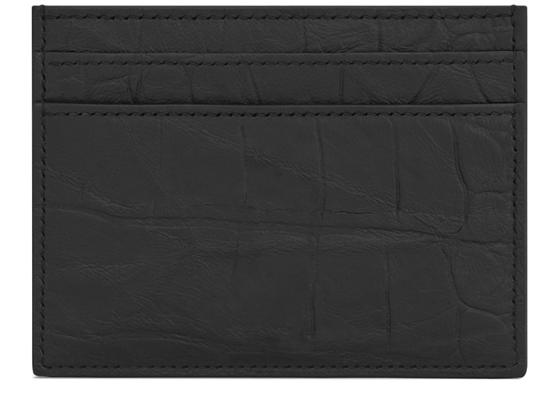 Order Saint Laurent Tarjetero Monograma Piel Grabado Cocodrilo Negro