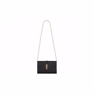 Saint Laurent Monogram Chain Wallet Grain De Poudre Black