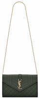 Saint Laurent Monogram Chain Wallet Grain De Poudre Dark Green Saint Laurent Monogram Chain Wallet Grain De Poudre Dark Green