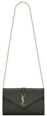 Saint Laurent Monogram Chain Wallet Grain De Poudre Dark Green Buy Saint Laurent Monogram Chain Wallet Grain De Poudre Dark Green