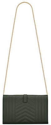 Saint Laurent Monogram Chain Wallet Grain De Poudre Dark Green Order Saint Laurent Monogram Chain Wallet Grain De Poudre Dark Green