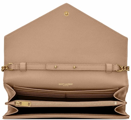 Saint Laurent Monogram Chain Wallet Grain De Poudre Dark Beige Lookbook Saint Laurent Monogram Chain Wallet Grain De Poudre Dark Beige