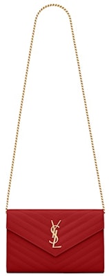 Saint Laurent Monogram Chain Wallet Matelasse Grain de Poudre Gold-tone Eros Red Buy Saint Laurent Monogram Chain Wallet Matelasse Grain de Poudre Gold-tone Eros Red