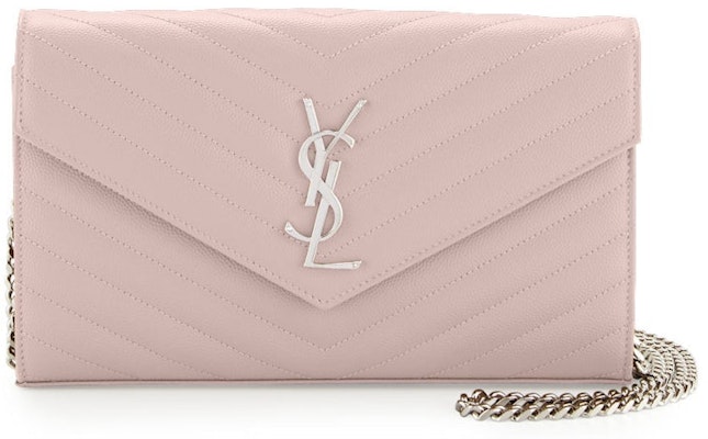 Saint Laurent Monogram Chain Wallet Matelasse Grain de Poudre Pink Buy Saint Laurent Monogram Chain Wallet Matelasse Grain de Poudre Pink