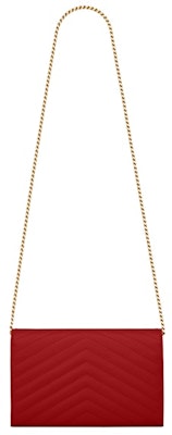 Saint Laurent Monogram Chain Wallet Matelasse Grain de Poudre Gold-tone Eros Red Order Saint Laurent Monogram Chain Wallet Matelasse Grain de Poudre Gold-tone Eros Red