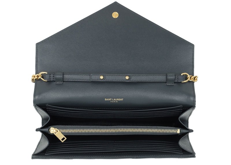 Order Saint Laurent Cartera Monogram Cadena Matelasse Gris Smog Grain de Poudre