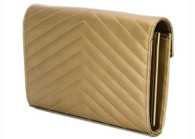 Order Cartera Saint Laurent Monogram de Cadena Matelassé Grain de Poudre Marrón