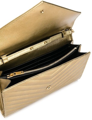 Saint Laurent Monogram Chain Wallet Matelasse Grain de Poudre Brome Lookbook Saint Laurent Monogram Chain Wallet Matelasse Grain de Poudre Brome