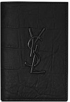 Saint Laurent Monogram Credit Card Wallet Crocodile Embossed Leather Black Saint Laurent Monogram Credit Card Wallet Crocodile Embossed Leather Black
