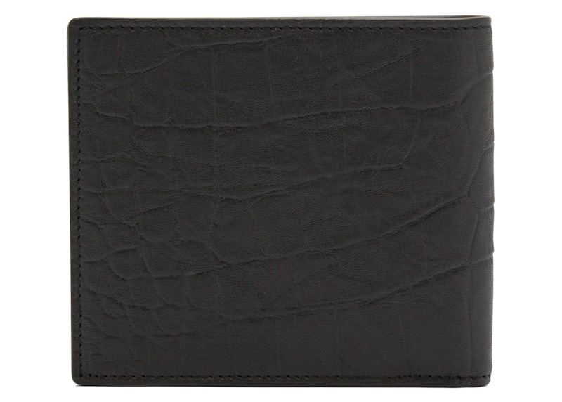 Order サンローラン モノグラム クロコ型押しレザービフォールドウォレット ブラック 453276C9H0U1000