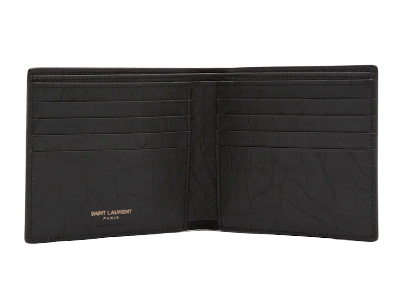 Lookbook サンローラン モノグラム クロコ型押しレザービフォールドウォレット ブラック 453276C9H0U1000