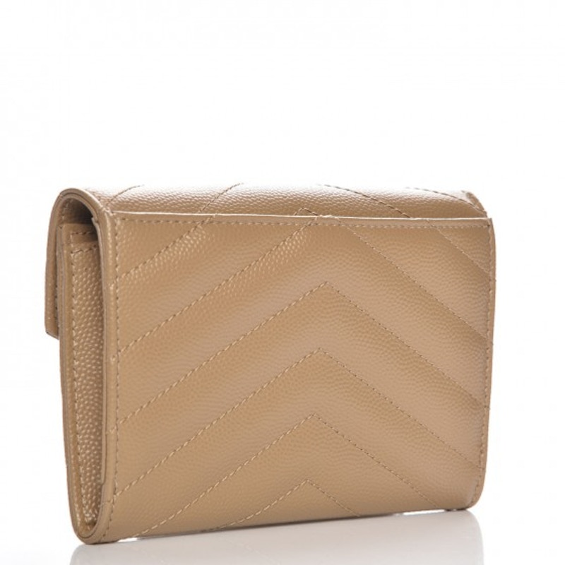 Order Cartera Saint Laurent Monogram Chevron Beige Oscuro Pequeña Matelassé