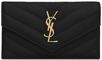 Saint Laurent Monogram Flap Card Case Grain De Poudre Black Saint Laurent Monogram Flap Card Case Grain De Poudre Black