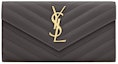 Buy Saint Laurent Monogram Flap Wallet Large in Grain de Poudre Embossed Leather Storm