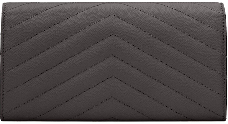 Saint Laurent Monogram Flap Wallet Large in Grain de Poudre Embossed Leather Storm Order Saint Laurent Monogram Flap Wallet Large in Grain de Poudre Embossed Leather Storm
