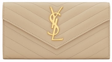 Saint Laurent Monogram Flap Wallet Matelasse Grain de Poudre Large Powder Saint Laurent Monogram Flap Wallet Matelasse Grain de Poudre Large Powder