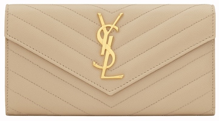 Saint Laurent Monogram Flap Wallet Matelasse Grain de Poudre Large Powder Buy Saint Laurent Monogram Flap Wallet Matelasse Grain de Poudre Large Powder