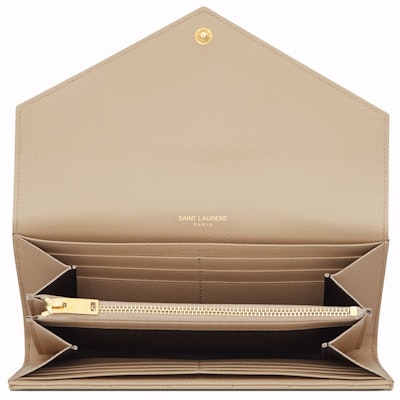 Saint Laurent Monogram Flap Wallet Matelasse Grain de Poudre Large Powder Lookbook Saint Laurent Monogram Flap Wallet Matelasse Grain de Poudre Large Powder