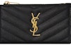 Buy Saint Laurent Monogram Fragments Zippered Card Case Grain De Poudre Black