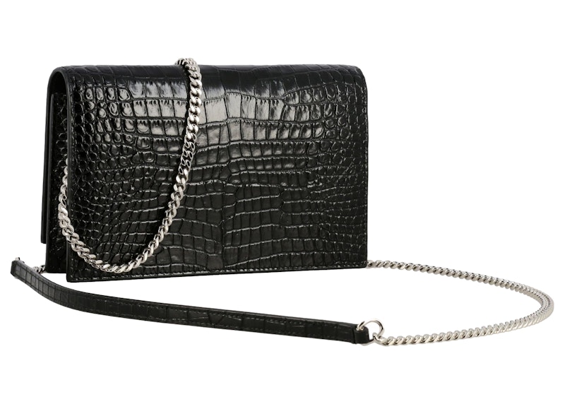 Saint Laurent Monogram Kate Bag Crocodile Print Black 圖 2