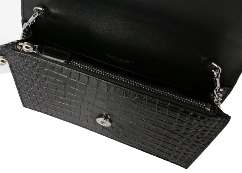 Saint Laurent Monogram Kate Bag Crocodile Print Black 圖 3