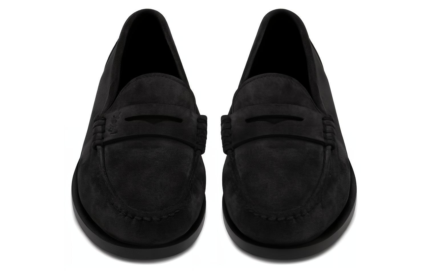Shop Mocasín Saint Laurent Monogram 'Terciopelo Negro' 6490072OY001000