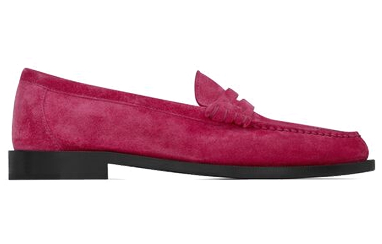 Order SAINT LAURENT聖羅蘭 Monogram 絨面革 時尚樂福平底樂福鞋 紫紅色