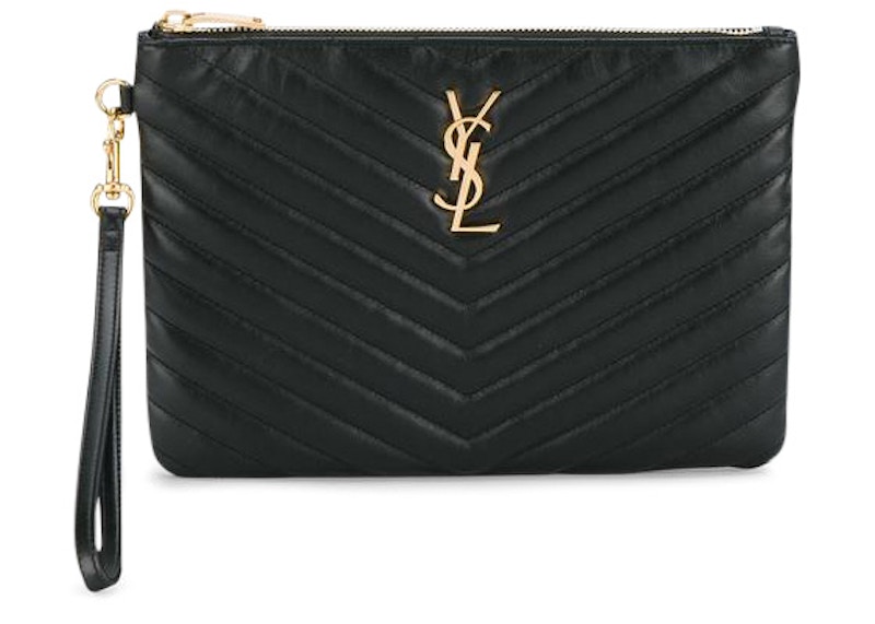 Saint Laurent Monogram Pouch Clutch Matelasse Black
