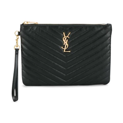 Saint Laurent Monogram Pouch Clutch Matelasse Black