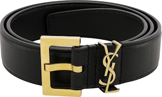 SAINT LAURENT Monogram Smooth Leather Belt, Unisex, Black, 3cm Width 558088BOO0W1000 SAINT LAURENT Monogram Smooth Leather Belt, Unisex, Black, 3cm Width 558088BOO0W1000