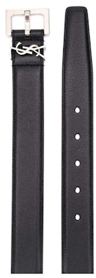 Saint Laurent Monogram Square-Buckle Belt Silver-tone Black Order Saint Laurent Monogram Square-Buckle Belt Silver-tone Black