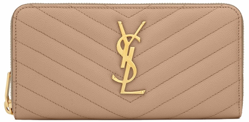 Saint Laurent Monogram Zip Around Wallet Grain De Poudre Dark Beige Buy Saint Laurent Monogram Zip Around Wallet Grain De Poudre Dark Beige