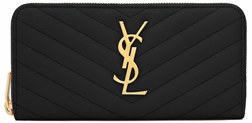 Saint Laurent Monogram Zip Around Wallet Grain De Poudre Black Buy Saint Laurent Monogram Zip Around Wallet Grain De Poudre Black