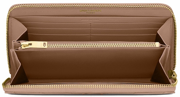 Saint Laurent Monogram Zip Around Wallet Grain De Poudre Dark Beige Lookbook Saint Laurent Monogram Zip Around Wallet Grain De Poudre Dark Beige