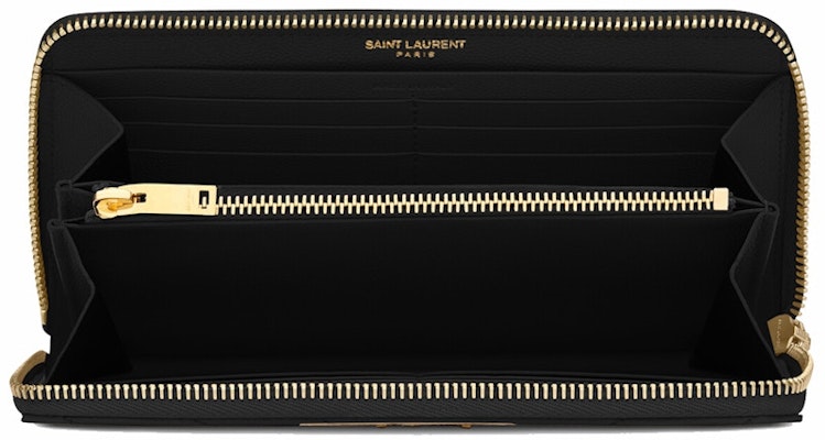 Saint Laurent Monogram Zip Around Wallet Grain De Poudre Black Lookbook Saint Laurent Monogram Zip Around Wallet Grain De Poudre Black