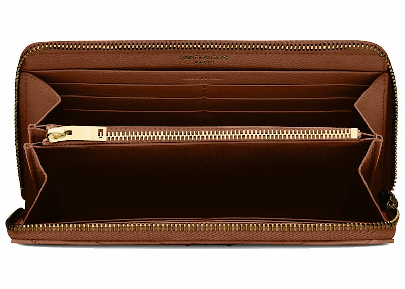 Lookbook Cartera Saint Laurent Monogram Cremallera Grain De Poudre Natural Oscuro