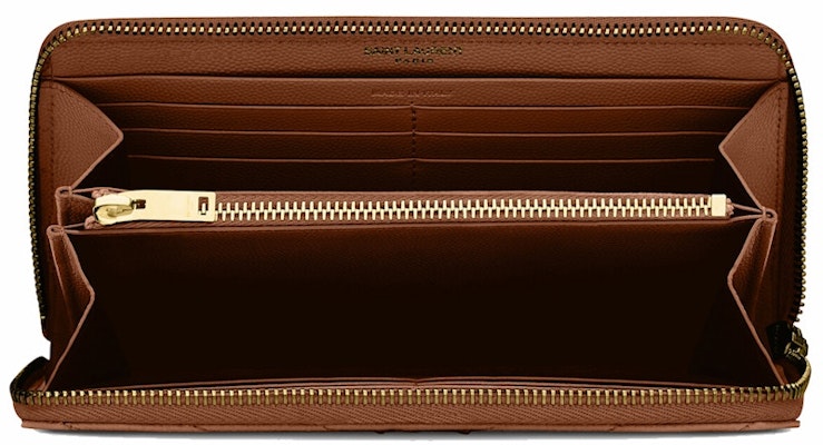 Saint Laurent Monogram Zip Around Wallet Grain De Poudre Dark Natural Lookbook Saint Laurent Monogram Zip Around Wallet Grain De Poudre Dark Natural