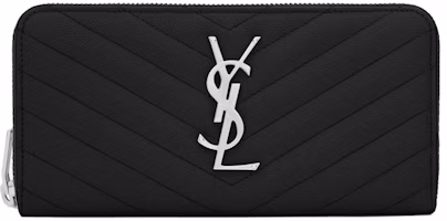 Saint Laurent Monogram Zip Around Wallet Matelasse Grain de Poudre Black Saint Laurent Monogram Zip Around Wallet Matelasse Grain de Poudre Black