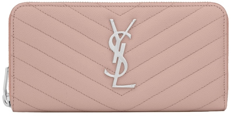 Saint Laurent Monogram Zip Around Wallet Matelasse Grain de Poudre Pale Blush Buy Saint Laurent Monogram Zip Around Wallet Matelasse Grain de Poudre Pale Blush