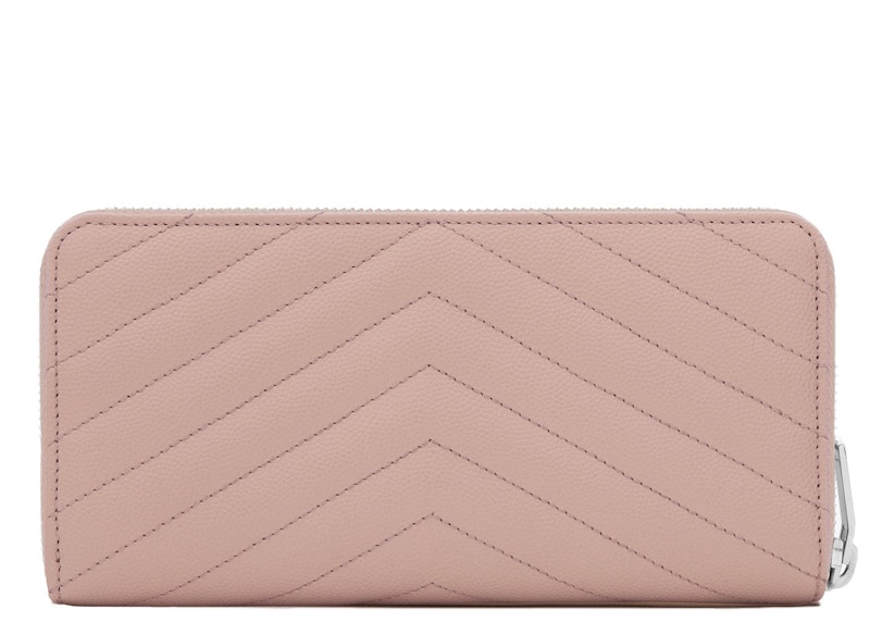 Order Cartera Saint Laurent Monogram Cremallera Matelassé Grain de Poudre Rosa Pálido