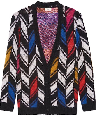 SAINT LAURENT Multicolor V-Neck Single-Breasted Loose Knit Sweater. 668343Y75EZ2473 Buy SAINT LAURENT Multicolor V-Neck Single-Breasted Loose Knit Sweater. 668343Y75EZ2473