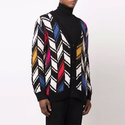 SAINT LAURENT Multicolor V-Neck Single-Breasted Loose Knit Sweater. 668343Y75EZ2473 Purchase SAINT LAURENT Multicolor V-Neck Single-Breasted Loose Knit Sweater. 668343Y75EZ2473
