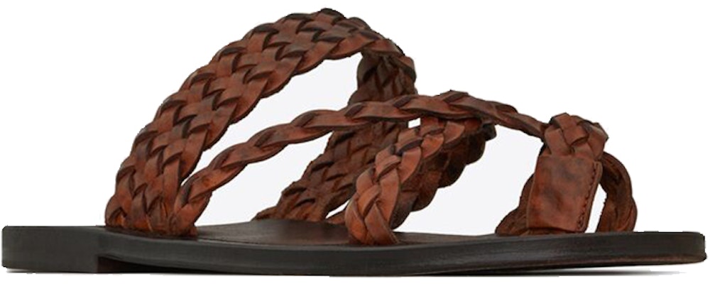 Saint Laurent Neli 'Chestnut Woven Leather Slide' 6507270mu009808 Lookbook Saint Laurent Neli 'Chestnut Woven Leather Slide' 6507270mu009808