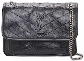 Saint Laurent Niki Baby Crinkled Vintage Black Saint Laurent Niki Baby Crinkled Vintage Black