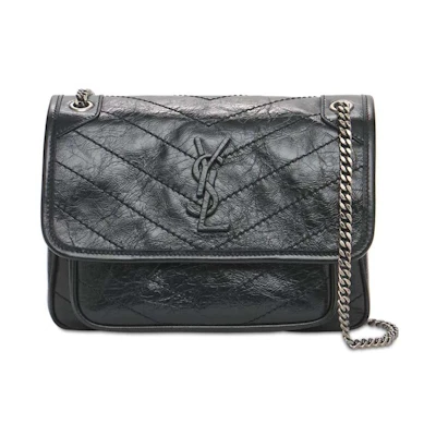 Saint Laurent Niki Baby Crinkled Vintage Black