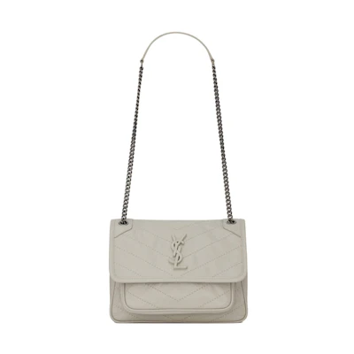 Saint Laurent Niki Baby Crinkled Vintage Blanc Vintage