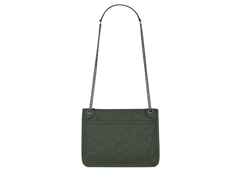 Order Saint Laurent Niki Baby Vintage Arrugado Verde Oscuro